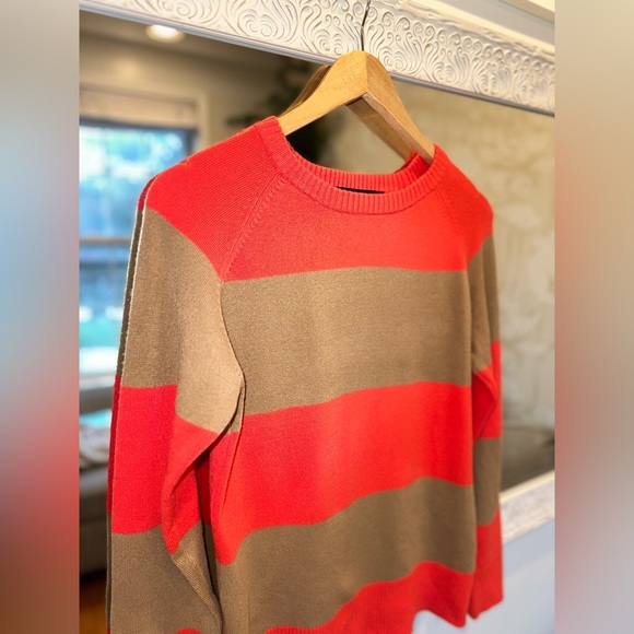 French Connection Sweater - Bright Orange & Tan - M - Picture 2 of 13